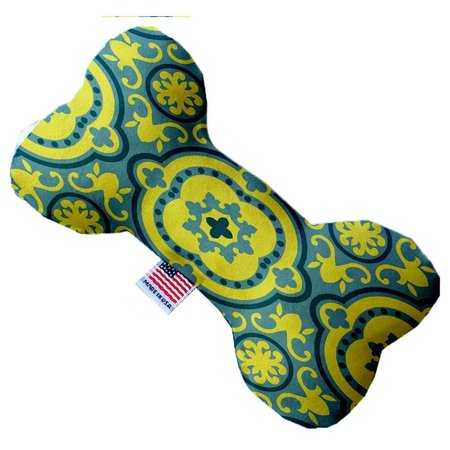 MIRAGE PET PRODUCTS Blue & Yellow Moroccan Patterned 10 in. Stuffing Free Bone Dog Toy 1212-SFTYBN10